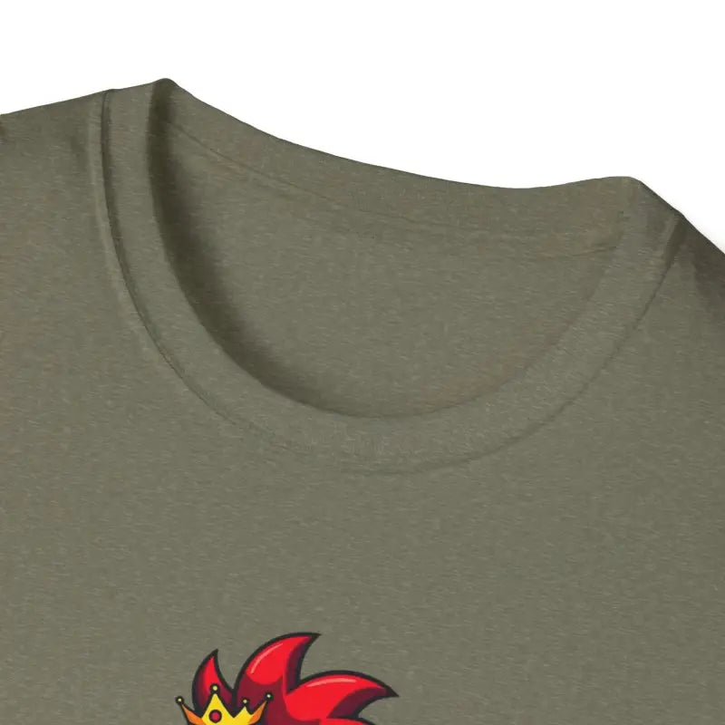 Olive green Crazy Chicken Lady T Shirt displayed on a neutral background
