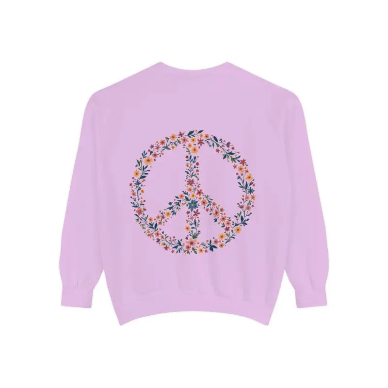 Floral Peace Sign Crewneck Sweatshirts in Light Blue Aqua and Yellow - Ocean State Styles