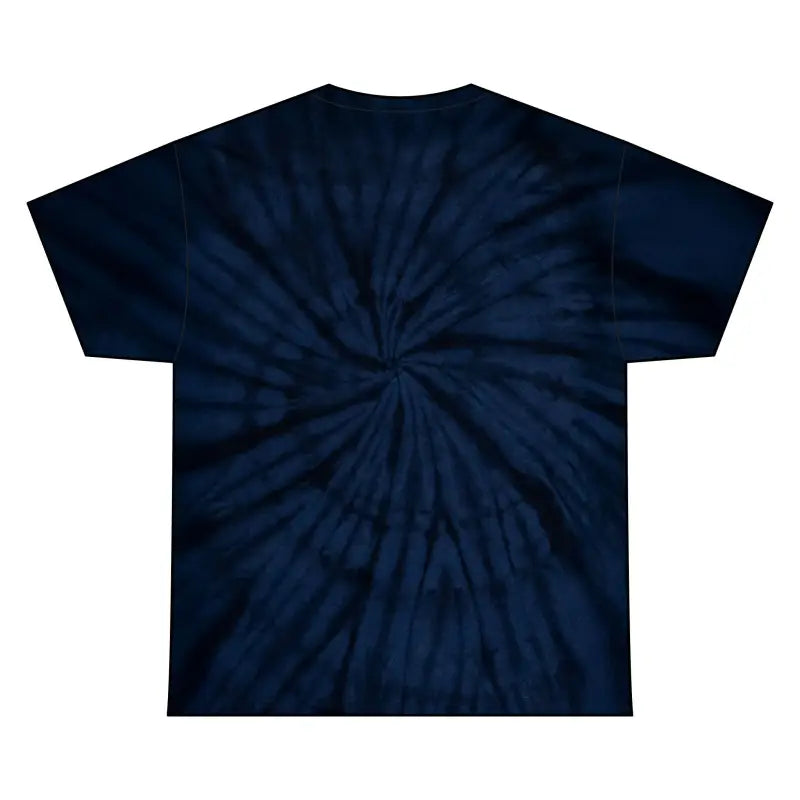 Dark blue tie-dye spiral T-shirt featuring inspirational text for casual fashion