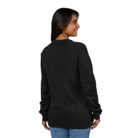 Black long-sleeve crewneck sweatshirt featuring a retro wave graphic design