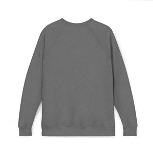 Plain dark gray crewneck sweatshirt featuring a retro wave graphic design