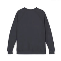 Dark gray long-sleeved crewneck sweatshirt with retro wave graphic for casual wear