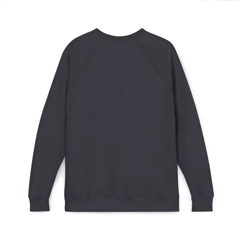Dark gray long-sleeved crewneck sweatshirt with retro wave graphic for casual wear