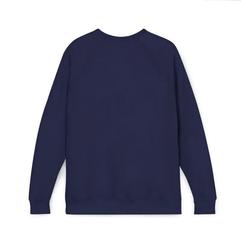 Plain navy blue long-sleeve crewneck sweatshirt displayed in Dark Gray Crewneck Sweatshirt with Retro Wave Graphic