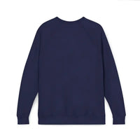 Plain navy blue long-sleeve crewneck sweatshirt displayed in Dark Gray Crewneck Sweatshirt with Retro Wave Graphic
