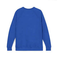 Royal blue crew-neck sweatshirt with retro wave graphic for stylish casual wear