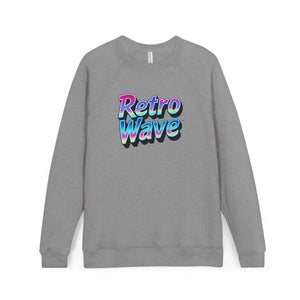 Dark gray long-sleeved crew neck sweatshirt featuring Retro Wave graphic design