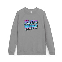 Dark gray long-sleeved crew neck sweatshirt featuring Retro Wave graphic design