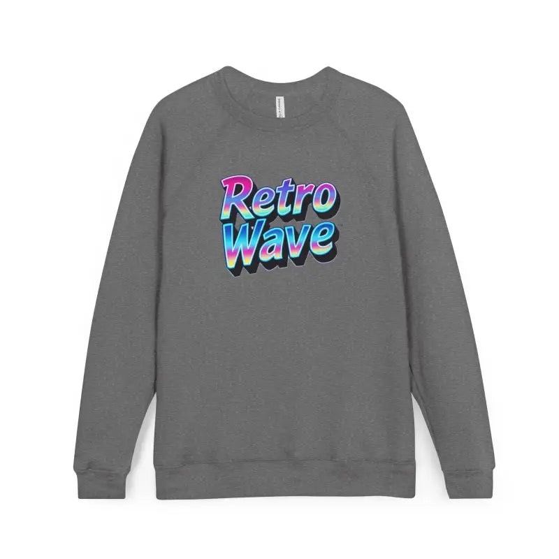 Dark gray long-sleeve crewneck sweatshirt featuring Retro Wave graphic text