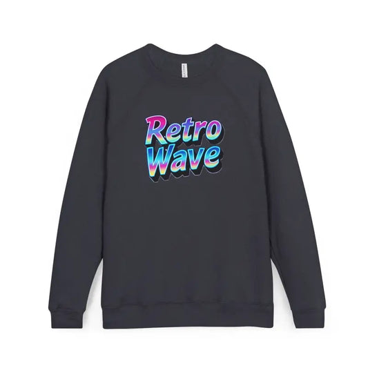 Dark gray crewneck sweatshirt featuring Retro Wave graphic for stylish casual wear
