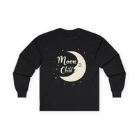 Dark Gray Long Sleeve Moon Child Graphic Shirt featuring a crescent moon design