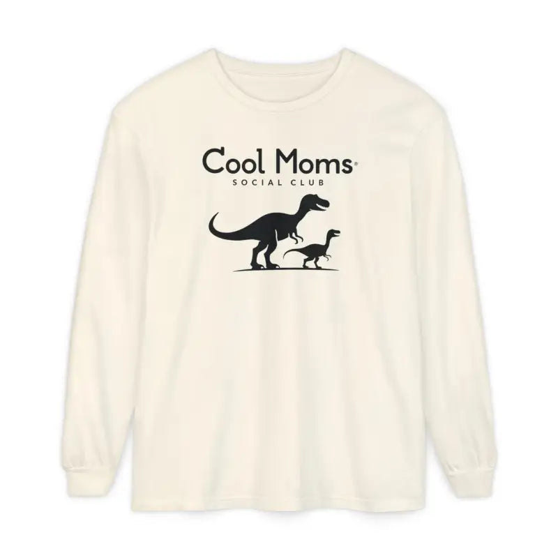 Long-sleeved Cool Moms Social Club shirt with dinosaur design for stylish mothers