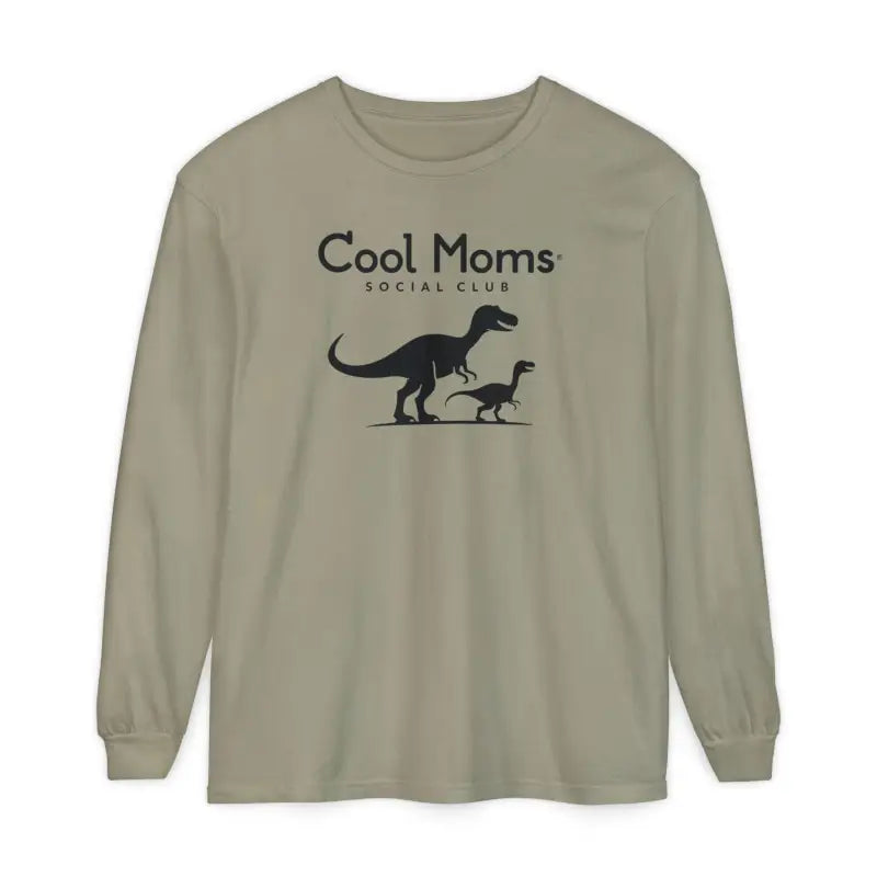 Long-sleeved Cool Moms Social Club Dinosaur T Shirt for stylish moms
