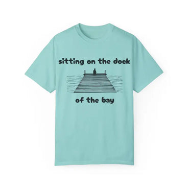 Aqua Dock Of The Bay Graphic T Shirt featuring a stylish dock graphic design