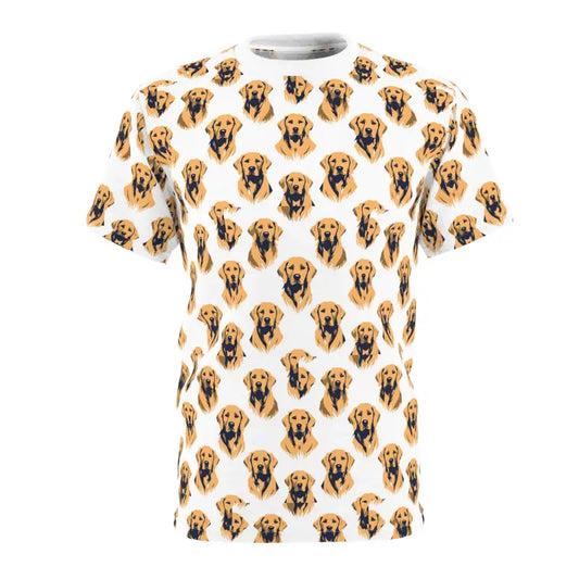 Dog Patterned T Shirt with Golden Retriever Print for Pet Lovers - Ocean State Styles