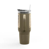 Duck Cartoon Insulated Tumbler 40oz Olive Green Travel Mug - Ocean State Styles