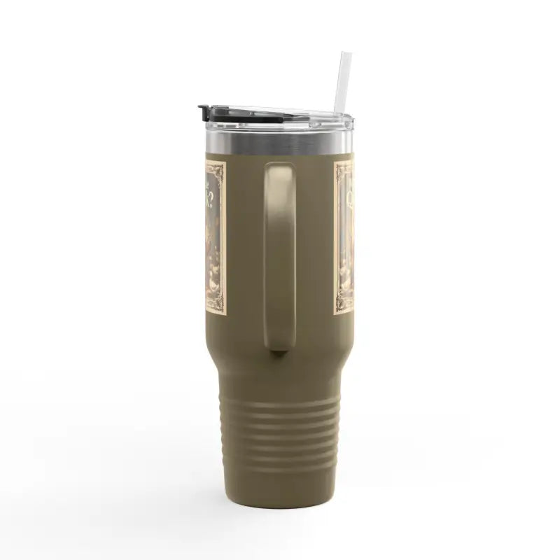 Duck Cartoon Insulated Tumbler 40oz Olive Green Travel Mug - Ocean State Styles