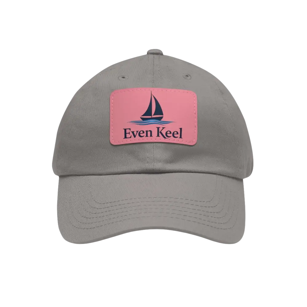 Gray Even Keel Branded Dad Hat featuring a stylish sailboat patch