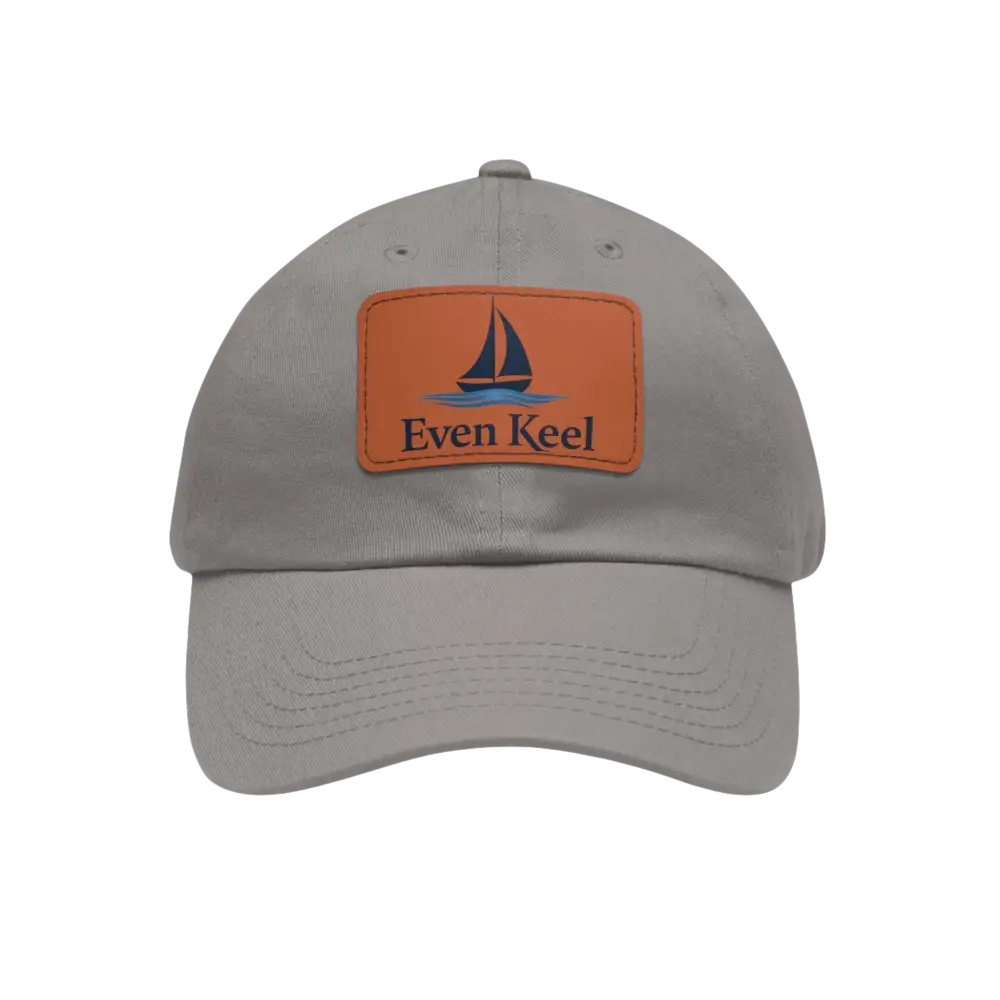Gray baseball cap featuring a sailboat patch, ideal for nautical enthusiasts