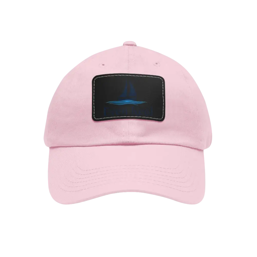 Pink Even Keel Branded Dad Hat with Sailboat Patch and dark accent design