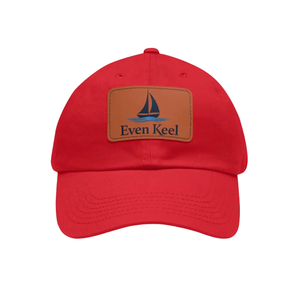 Red Even Keel Branded Dad Hat featuring a Sailboat Patch for stylish casual wear