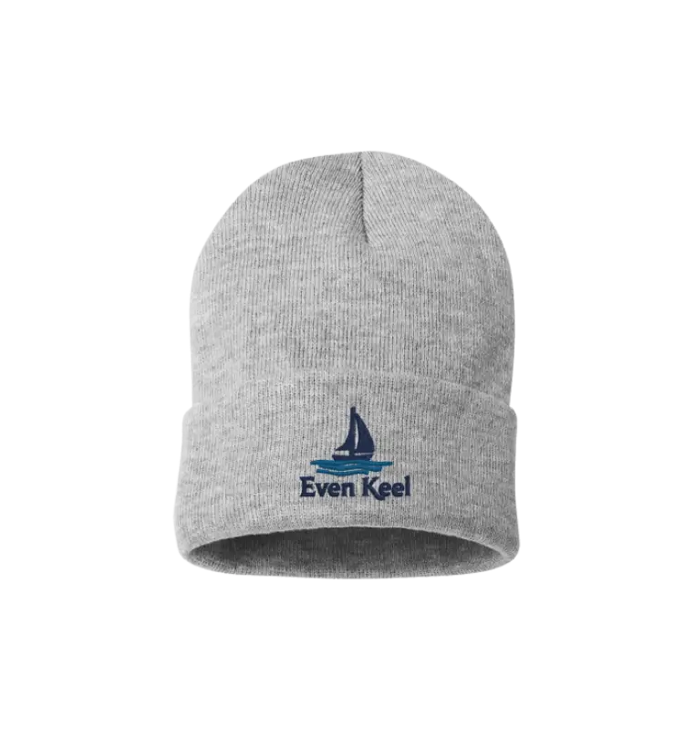 Gray Knit Beanie from Even Keel Hat, perfect for style and warmth in cool weather