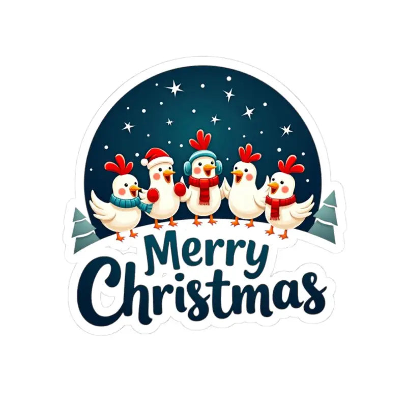 Festive Cartoon Chicken Sticker featuring a cheerful Christmas-themed chicken design