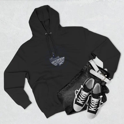 Black hoodie featuring a graphic design from the Block Island North Light collection