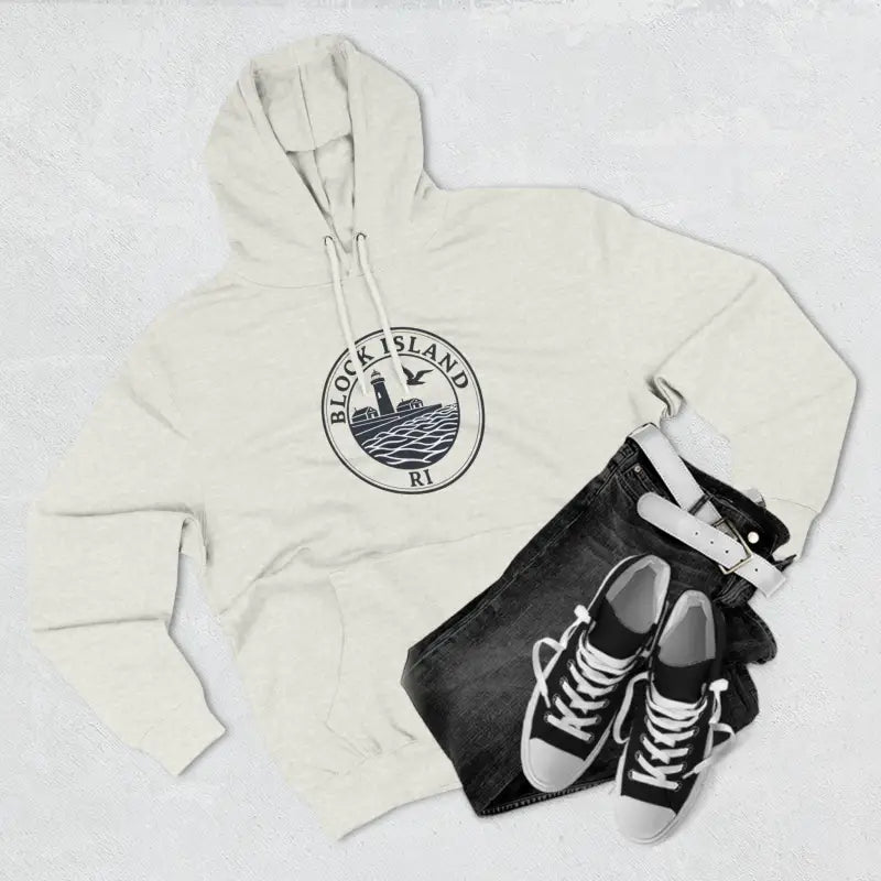 Fleece Hoodie Block Island Rhode Island Lighthouse Unisex Sweatshirt - Ocean State Styles
