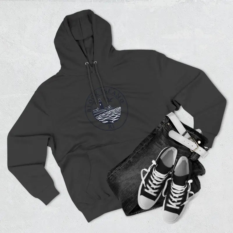 Gray hoodie with graphic design from Block Island North Light Unisex Fleece Hoodie