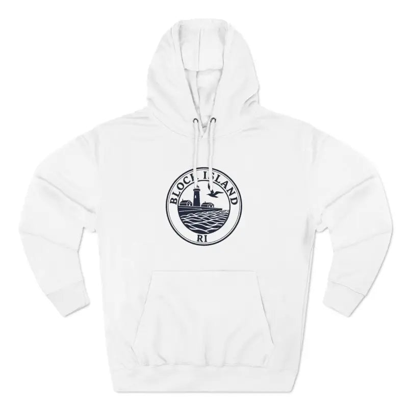 White hooded sweatshirt from Block Island North Light Unisex Fleece Hoodie collection