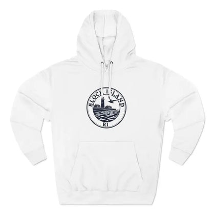 White hooded sweatshirt from Block Island North Light Unisex Fleece Hoodie collection