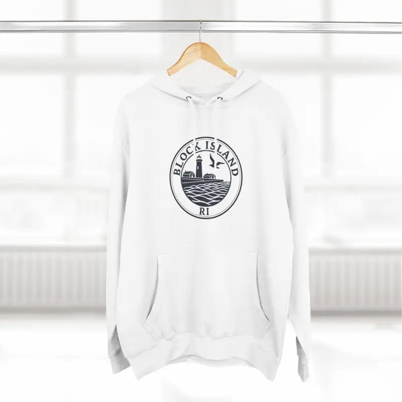 White Block Island North Light Unisex Fleece Hoodie with a stylish design