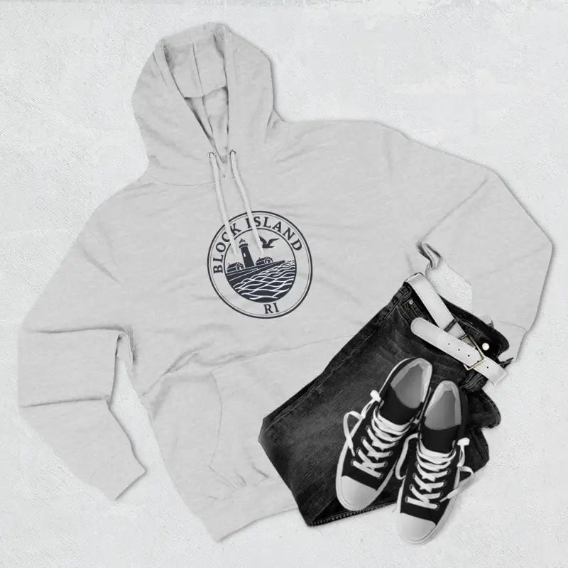 Fleece Hoodie Block Island Rhode Island Lighthouse Unisex Sweatshirt - Ocean State Styles