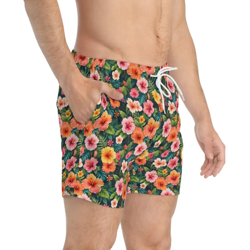 Floral Patterned Swim Trunks for Summer Beachwear - Ocean State Styles
