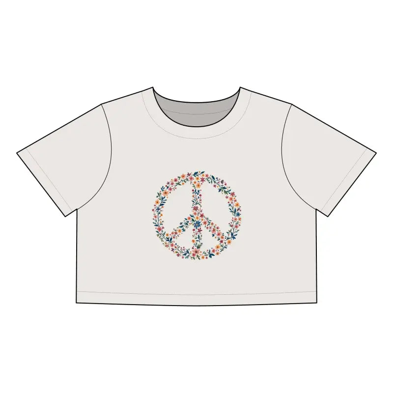Floral Peace Sign Women's Crop Tee Stylish Casual Top for Summer - Ocean State Styles