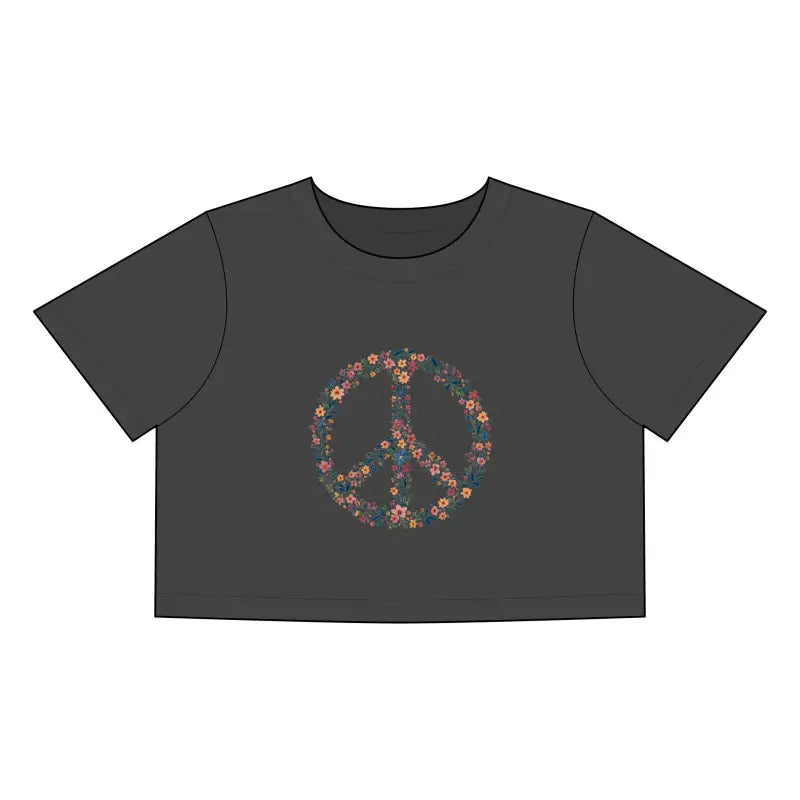 Floral Peace Sign Women's Crop Tee Stylish Casual Top for Summer - Ocean State Styles