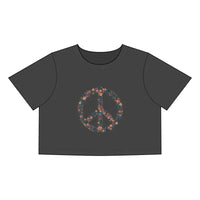 Floral Peace Sign Women's Crop Tee Stylish Casual Top for Summer - Ocean State Styles
