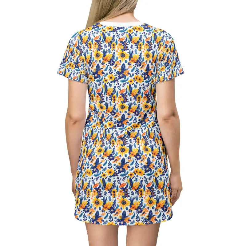 Floral Print Short Sleeve T Shirt Dress for Summer Adventures - Ocean State Styles
