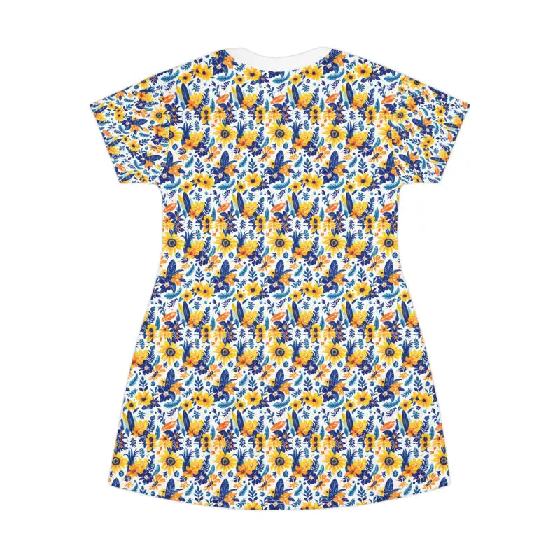 Floral Print Short Sleeve T Shirt Dress for Summer Adventures - Ocean State Styles