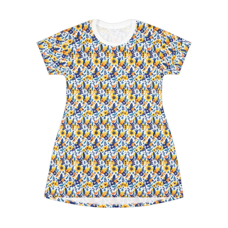 Floral Print Short Sleeve T Shirt Dress for Summer Adventures - Ocean State Styles