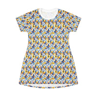 Floral Print Short Sleeve T Shirt Dress for Summer Adventures - Ocean State Styles