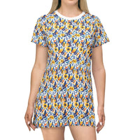 Floral Print Short Sleeve T Shirt Dress for Summer Adventures - Ocean State Styles