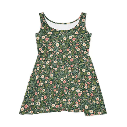 Elegant Green Floral Skater Dress for Women suitable for any occasion