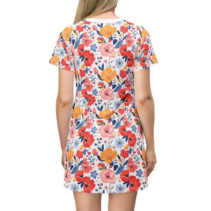 Floral Print T Shirt Dress for Women Lightweight Summer Casual Outfit - Ocean State Styles