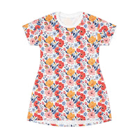 Floral Print T Shirt Dress for Women Lightweight Summer Casual Outfit - Ocean State Styles