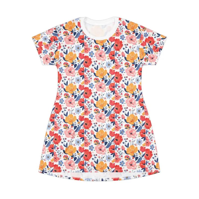 Floral Print T Shirt Dress for Women Lightweight Summer Casual Outfit - Ocean State Styles