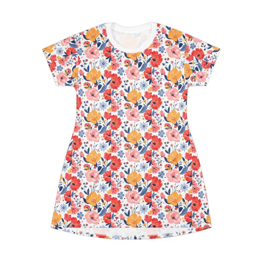 Floral Print T Shirt Dress for Women Lightweight Summer Casual Outfit - Ocean State Styles