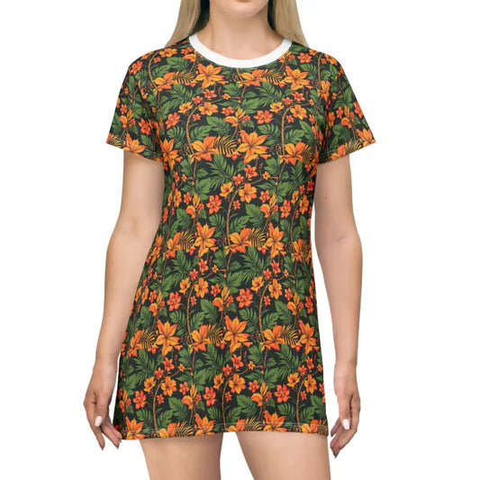 Floral Print T Shirt Dress for Women Lightweight Summer Style - Ocean State Styles