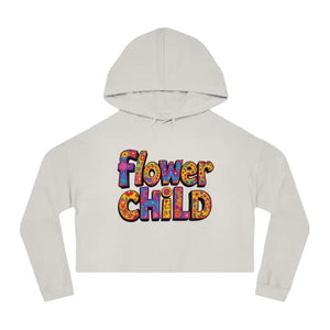 Light gray cropped hoodie with Flower Child graphic from Flower Child Cropped Hoodie in Pastel Floral Print